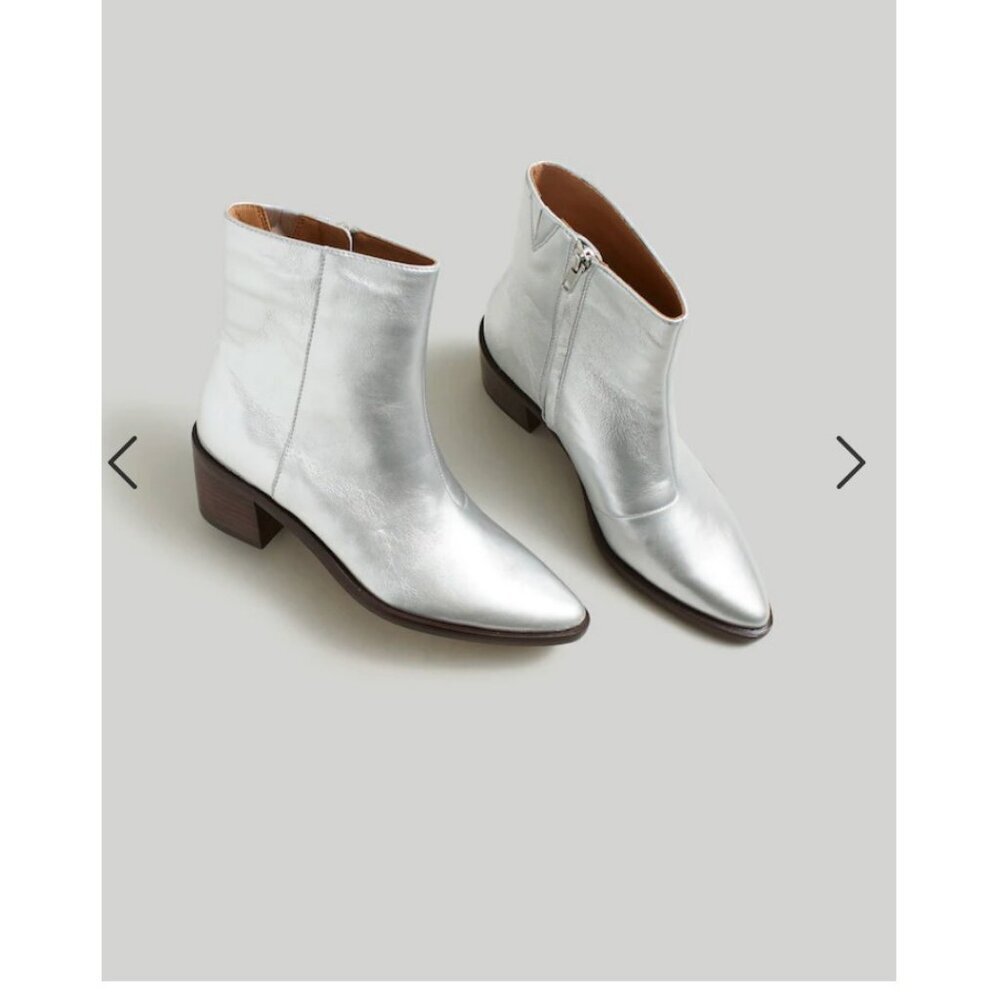 Madewell The Darcy Ankle Boot in Silver Leather Size 7